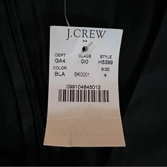 J Crew Ruffle Tie Sleeve Dress Black Size 4 New With Tags - Picture 5 of 7